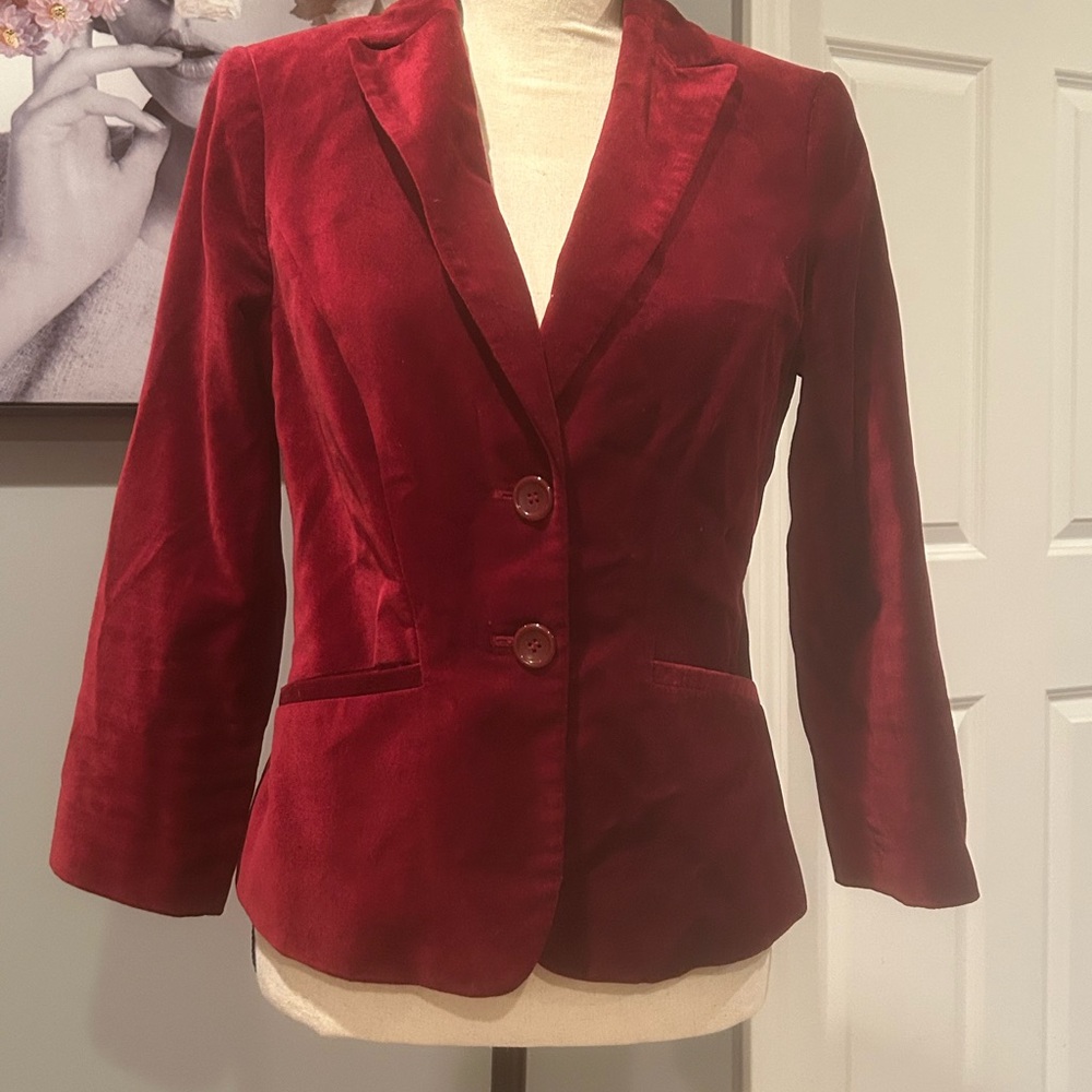 The Limited Red Velvet Blazer Jacket
